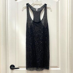 New Victoria's Secret Swim Cover Dress Small Black Mesh Sequin Glam NWOT
